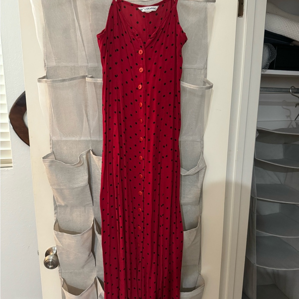 Red polka dot dress